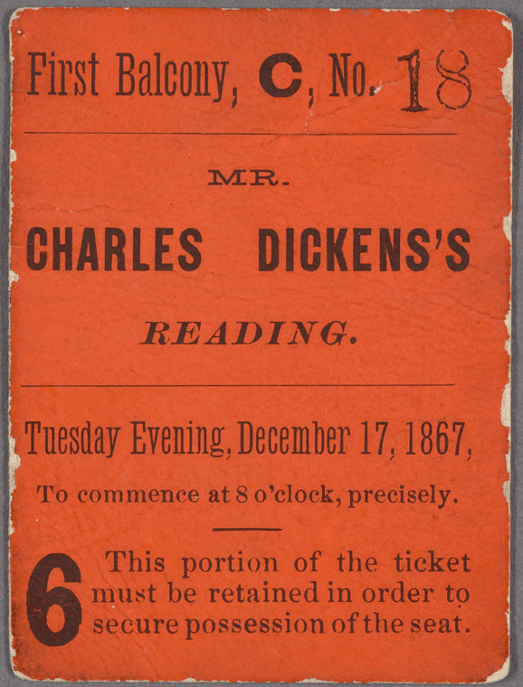 Ticket stub to unidentified reading on Dec. 17, 1867