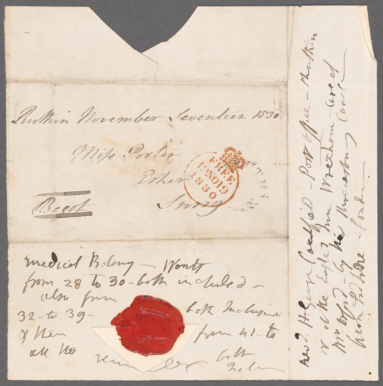 Charles Bagot, franking signature on letter cover
