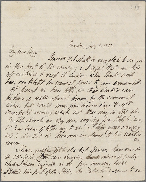 Autograph letter signed to T.J. Hogg, 6 July 1817