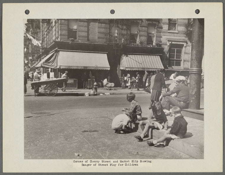 Corner of Cherry Street and Market Slip Showing Danger of Street Play for Children
