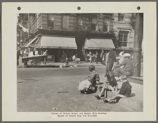 Corner of Cherry Street and Market Slip Showing Danger of Street Play for Children