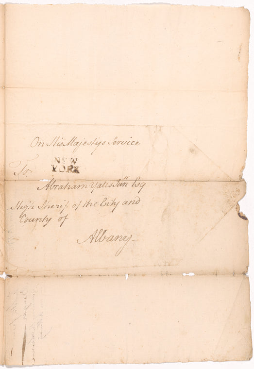 Banyar, [Goldsbrow], addressed to Abraham Yates Jun. Esq., high Sheriff of the City and County of Albany