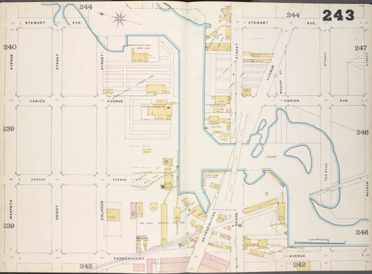 Brooklyn, V. 9, Double Page Plate No. 243 [Map bounded by Stewart Ave., Meadow St., Vandervoort Ave., Maspeth Ave.]
