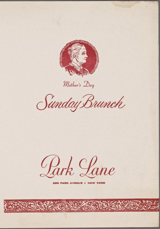 Sunday Mother's Day brunch menu, Park Lane