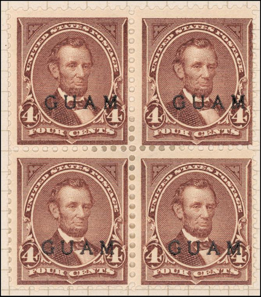 4c lilac brown Lincoln block of four