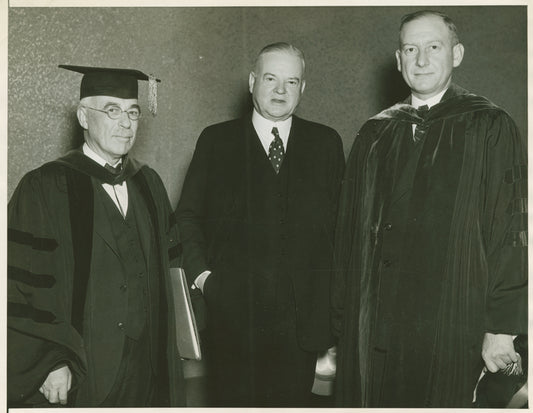 Dr. James Arnold Blaisdell, former Pres. Herbert Hoover, Dr. Robert Gordon Sproul.