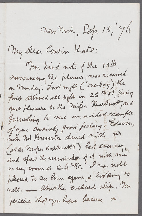 Letter to Catherine Gansevoort Lansing