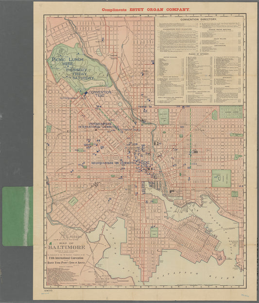 Map of Baltimore : as authorized by the '95 Executive Committee of the Fifth International Convention of the Baptist Young People's Union of America