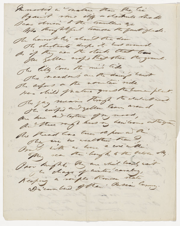 The Fall of the Leaf. Holograph poem. Unsigned and undated. Mutilated.