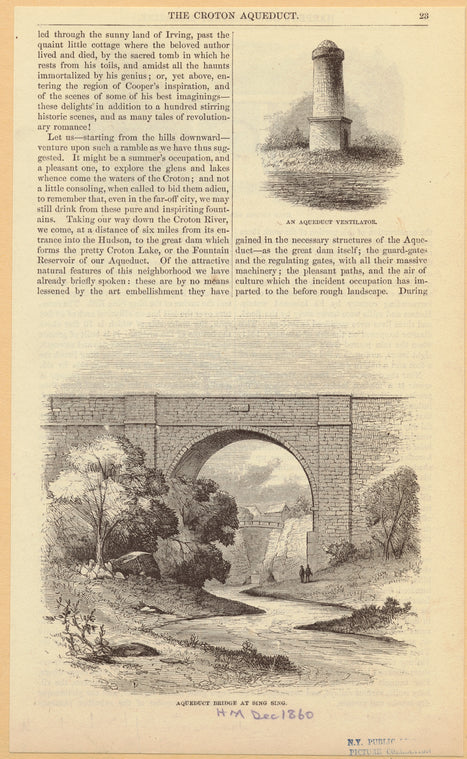 An aqueduct ventilator ; Aqueduct bridge at Sing Sing