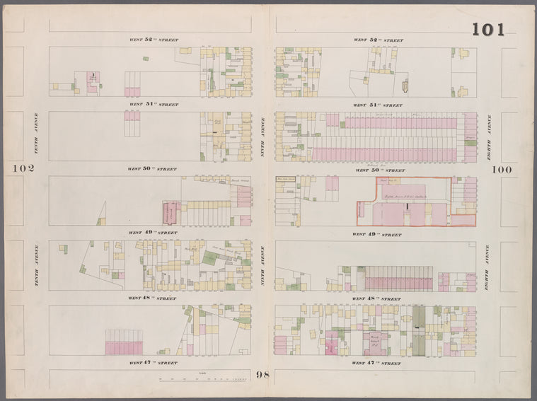 Map bounded by West 52nd Street, Eighth Avenue, West 47th Street, Tenth Avenue