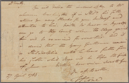 Letter to his sister Watty [Philadelphia]
