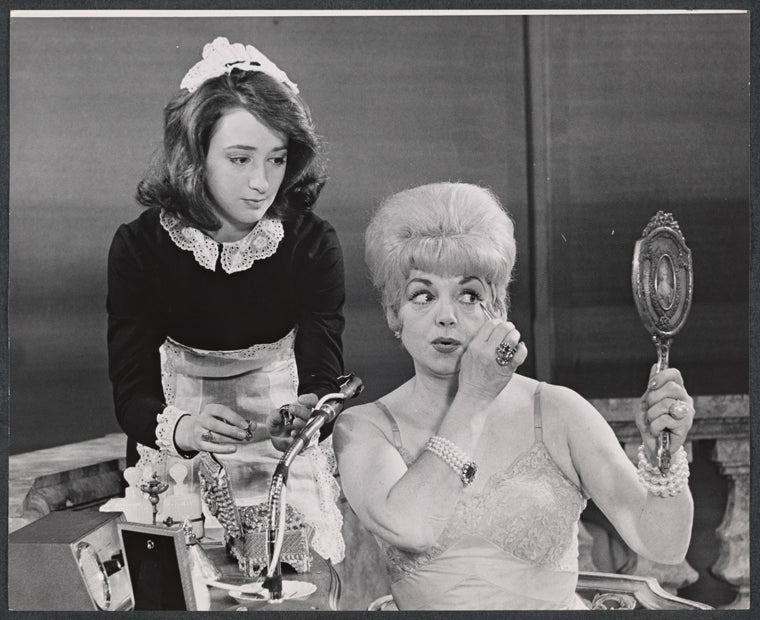 Maria Tucci and Hermione Baddeley in the stage production The Milk Train Doesn't Stop Here Anymore