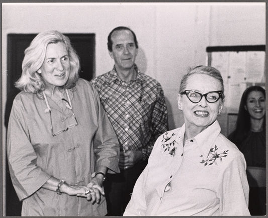 Anne Francine, Lee Goodman, Bette Davis and unidentified in rehearsal for the pre-Broadway tryout of the stage production Miss Moffat