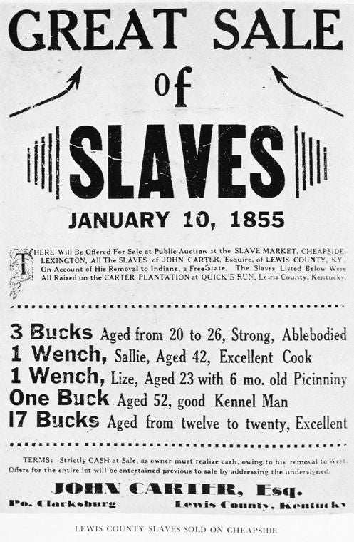 Lewis county slaves sold on Cheapside.