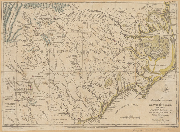 A new and accurate map of North Carolina and part of South Carolina : with the field of battle between Earl Cornwallis and General Gates