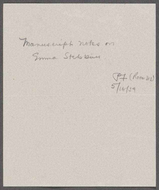 Mary Garland letter and biographical sketch of Emma Stebbins