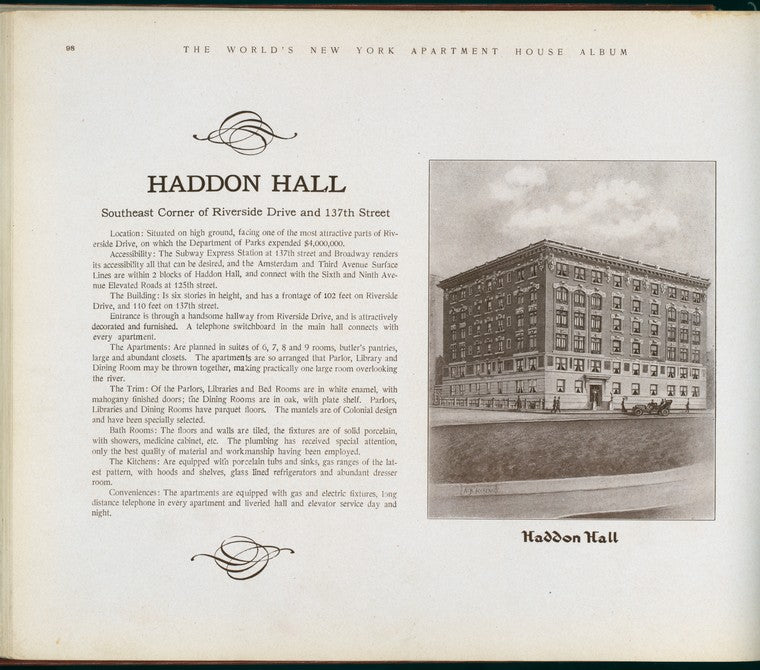Haddon Hall. Southeast Corner of Riverside Drive and 137th Street.