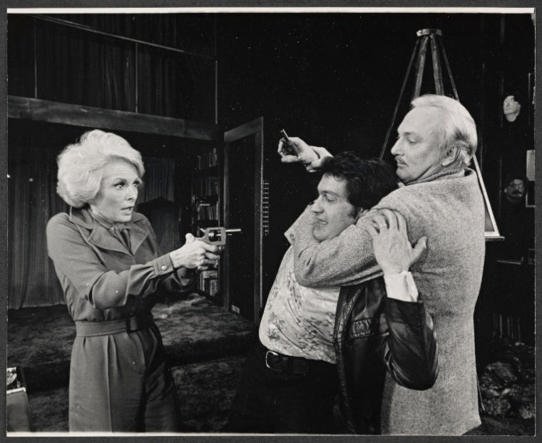 Janet Leigh, Michael Durrell and Jack Cassidy in the stage production Murder Among Friends