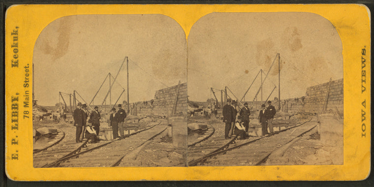 Railroad workers at a railroad construction area.