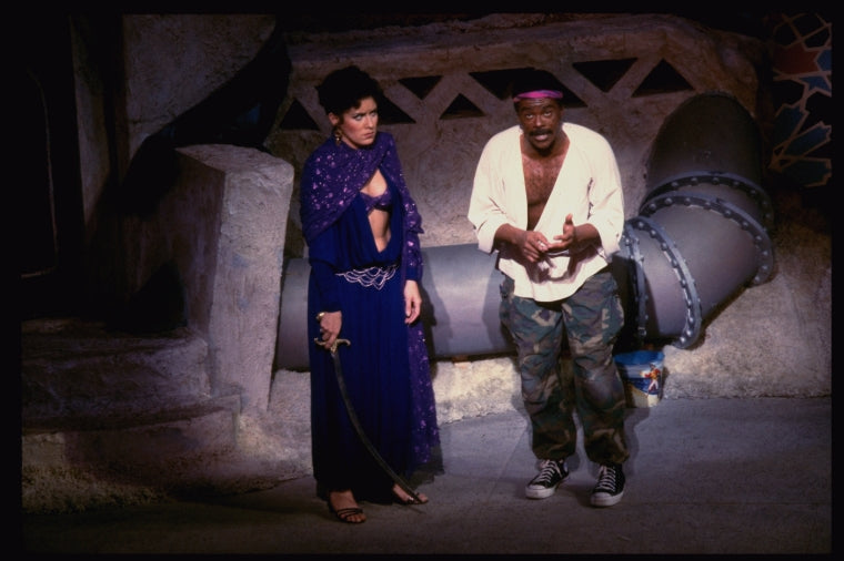 Actors Judy Kaye & Alan Weeks in a scene fr. the Broadway musical "Oh, Brother!." (New York)