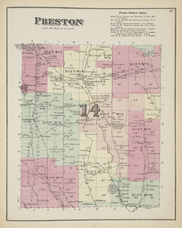 Preston [Township]; Preston Business Notices.