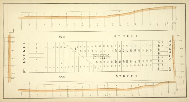 Block No. 573 Map bounded by 89th Street, 5th Avenue, 88th Street, 6th Avenue