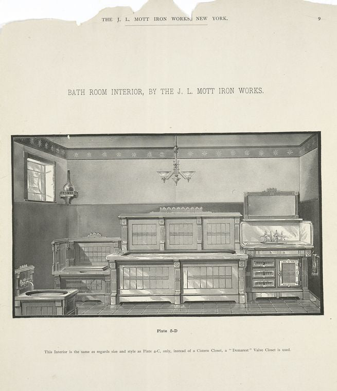Bath room interior, by the J.L. Mott Iron works. Plate 5-D.