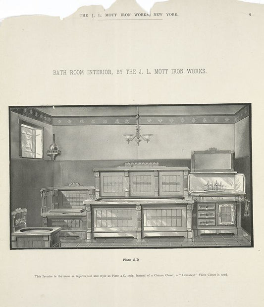Bath room interior, by the J.L. Mott Iron works. Plate 5-D.