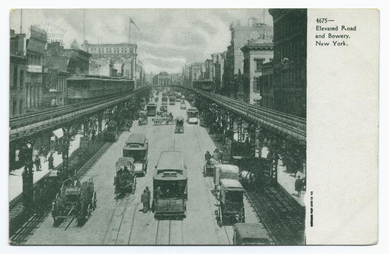 Elevated road and Bowery, New York