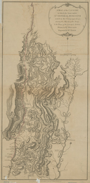 A map of the country in which the army under Lt. General Burgoyne acted in the campaign of 1777 : shewing the marches of the army & the places of the principal actions