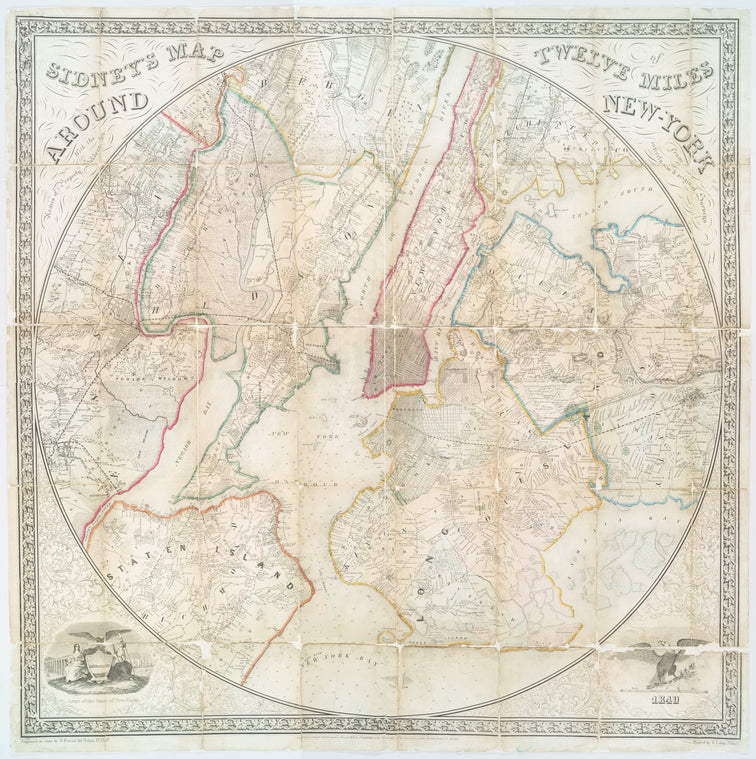 Sidney's map of twelve miles around New-York : with the names of property holders, &c., from entirely new & original surveys