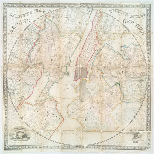 Sidney's map of twelve miles around New-York : with the names of property holders, &c., from entirely new & original surveys