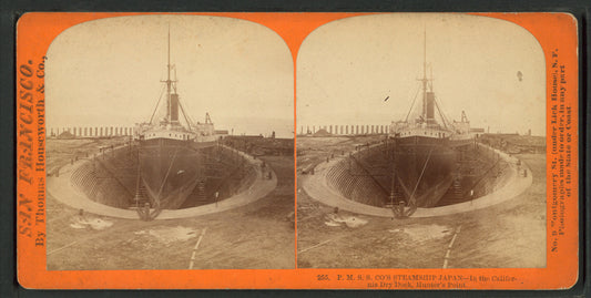 P.M.S.S. & Co.'s Steamship Japan - In the California Dry Dock, Hunter's Point.