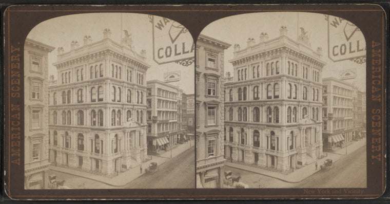 S.E. corner of Leonard St. on Broadway. The New York Life Insurance Building. Looking down the street.