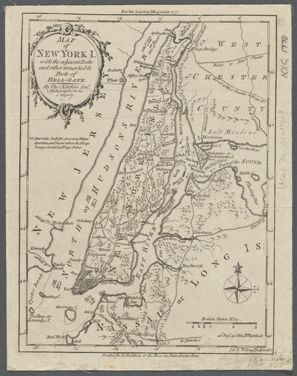 Map of New York I. : with the adjacent rocks and other remarkable parts of Hell-Gate