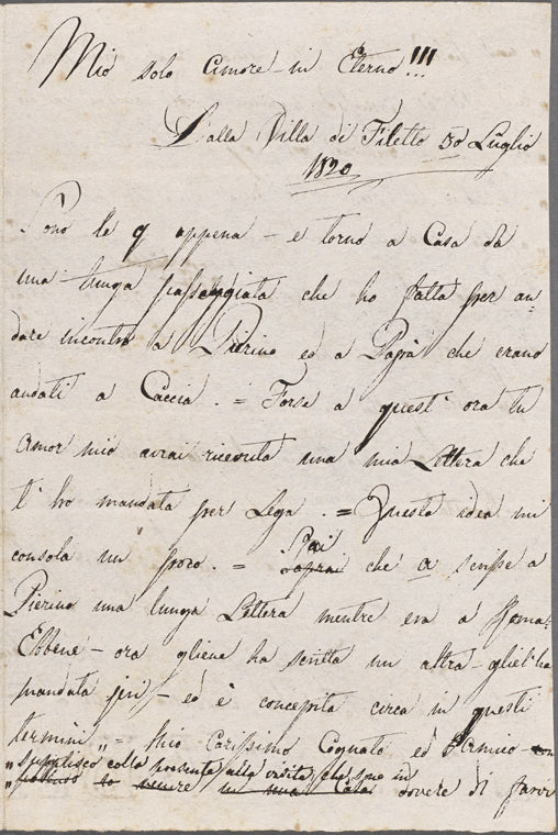 Autograph letter signed to Lord Byron, 30 July 1820