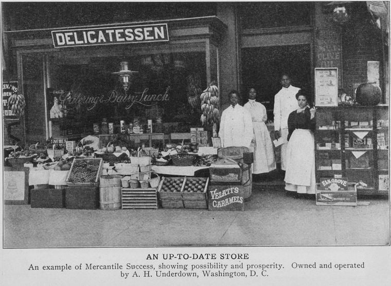 An up-to-date store; An example of mercantile success, showing possibility and prosperity, owned and operated by A.H.  Underdown, Washington, D.C.