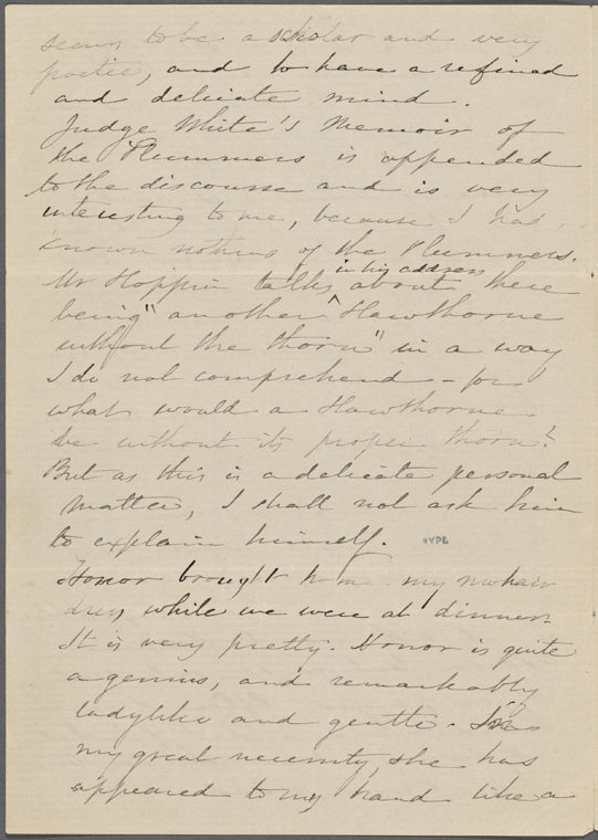 Hawthorne, Nathaniel, AL to, incomplete. Jul. 3, [1859?].