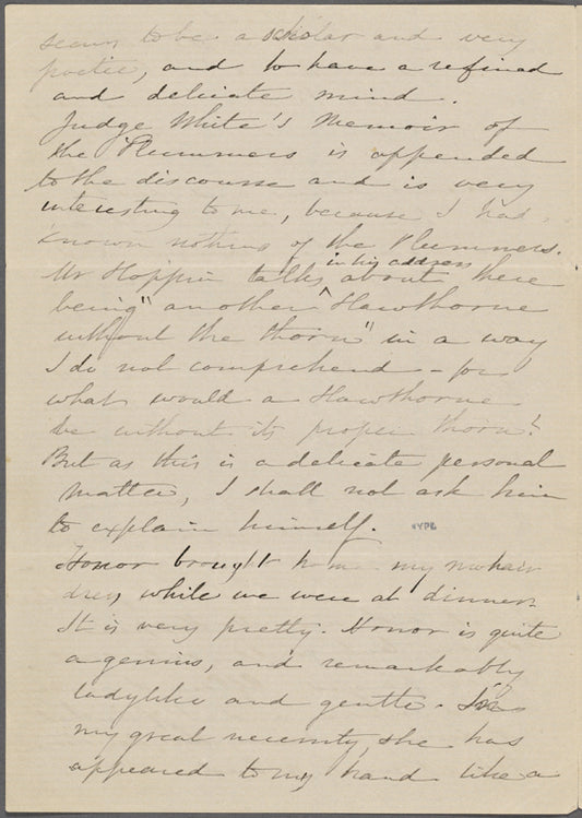 Hawthorne, Nathaniel, AL to, incomplete. Jul. 3, [1859?].