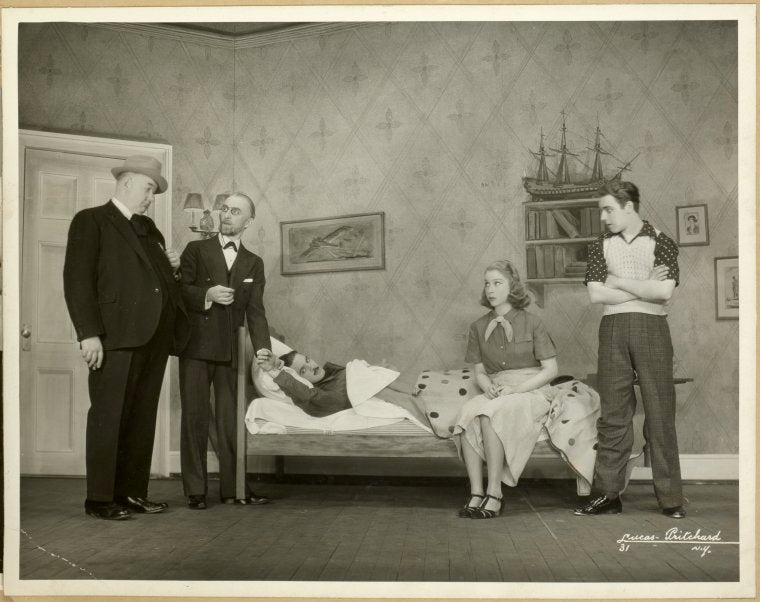 George Watts (Sheriff Reynolds), George E. MacKay (Nat Blackstone), Ray Heatherton (Val Lamar), Mitzi Green (Billie Smith) and Rolly Pickert (Gus Fielding) in Babes in Arms