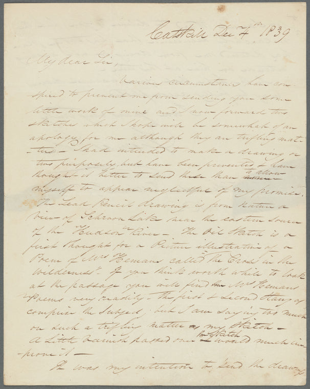 Letter from Thomas Cole