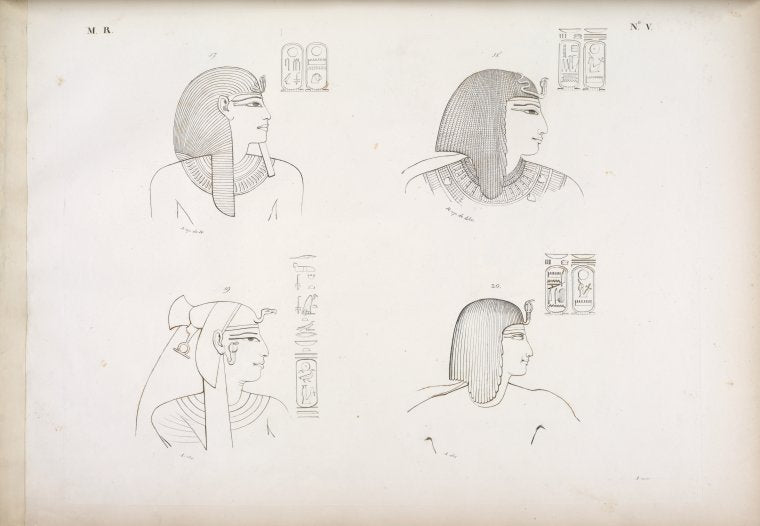 Fig. 17. Ramses I. Fig. 18. Menephtah I [Seti I]. Fig. 19. Tsirê [Satre]. Fig. 20. Menephtah I [Seti I].