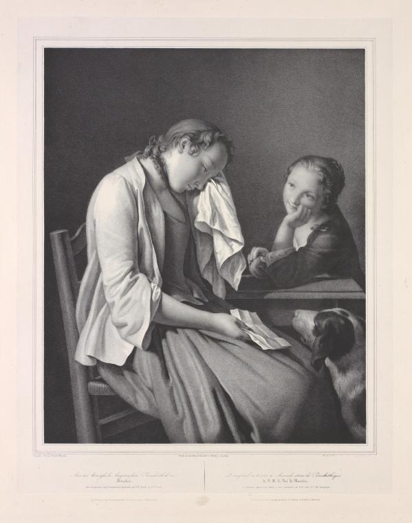 After crying girl with letter, original by Pietro Rotari.