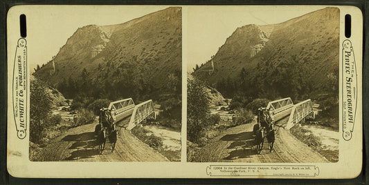 In the Gardiner River Canyon, Eagle's Nest Rock on left, Yellowstone Park.