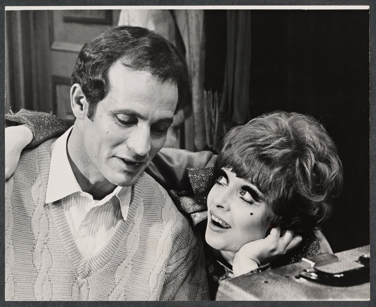 Larry Kert and Anita Gillette in the stage production Cabaret
