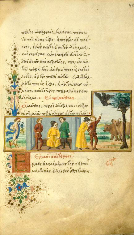 Hermes and the sculptor [cont.]; Hermes and Tiresias.