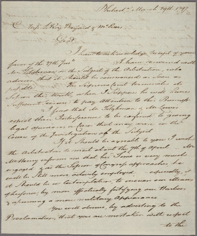 Letter to Messrs. Le Roy, Bayard; and McEvers