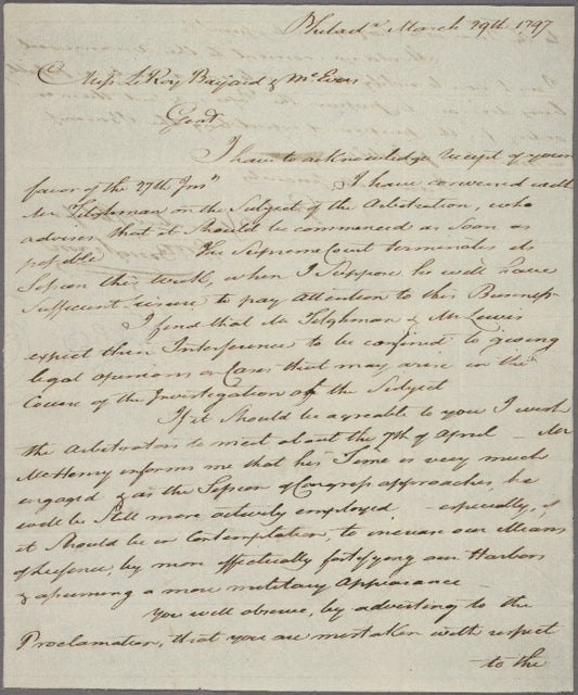 Letter to Messrs. Le Roy, Bayard; and McEvers
