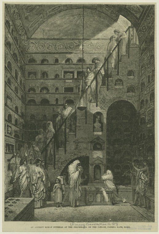 An ancient Roman funeral at the Columbaria of the Caesars, Capena Gate, Rome